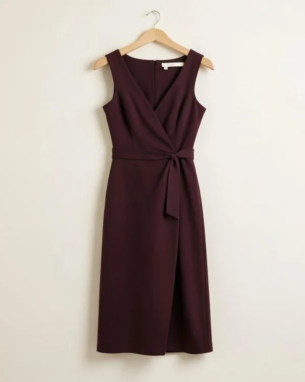 Burgundy Wrap Midi Dress