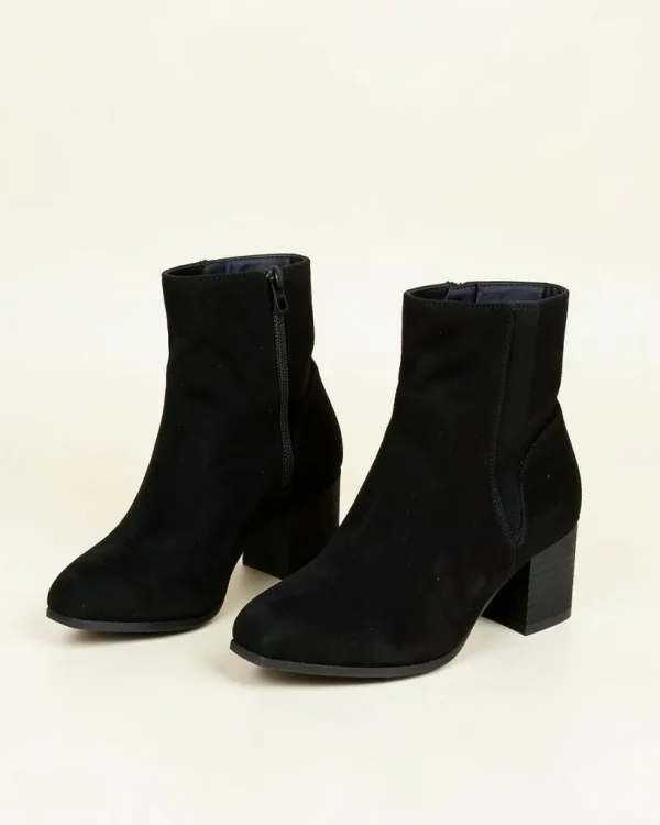Black Suede Block Heel Ankle Boots